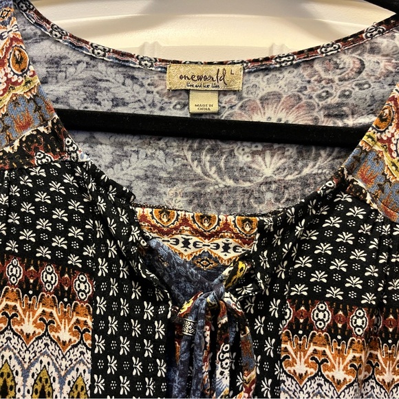 ONE WORLD Women's Colorful Patterned Blouse - Picture 2 of 6
